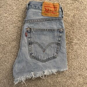 Vintage Levi's Light Blue Frayed Denim Shorts